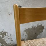Beech and straw folding chair from the 80s