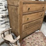 Superb 4-drawer chest of drawers from the 50s in raw wood