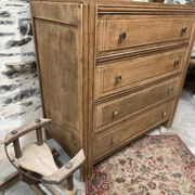 Superb 4-drawer chest of drawers from the 50s in raw wood