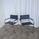 Set of 2 Vintage Mart Stam Style S34 Chair: Blue Leather, Bauhaus Design
