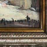 Painting hsp pierre mandonnet (1891-1970) "the mirror with birds - martigues