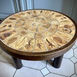 Table basse ronde  herbier - Roger Capron