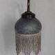 Pair French Vintage Mottled Glass Single Wall Lights Beaded Fringed Shade