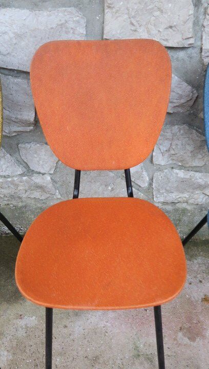5 vintage skai metal chairs 60 years