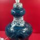 Vintage 60's table or floor lamp base in blue glazed ceramic