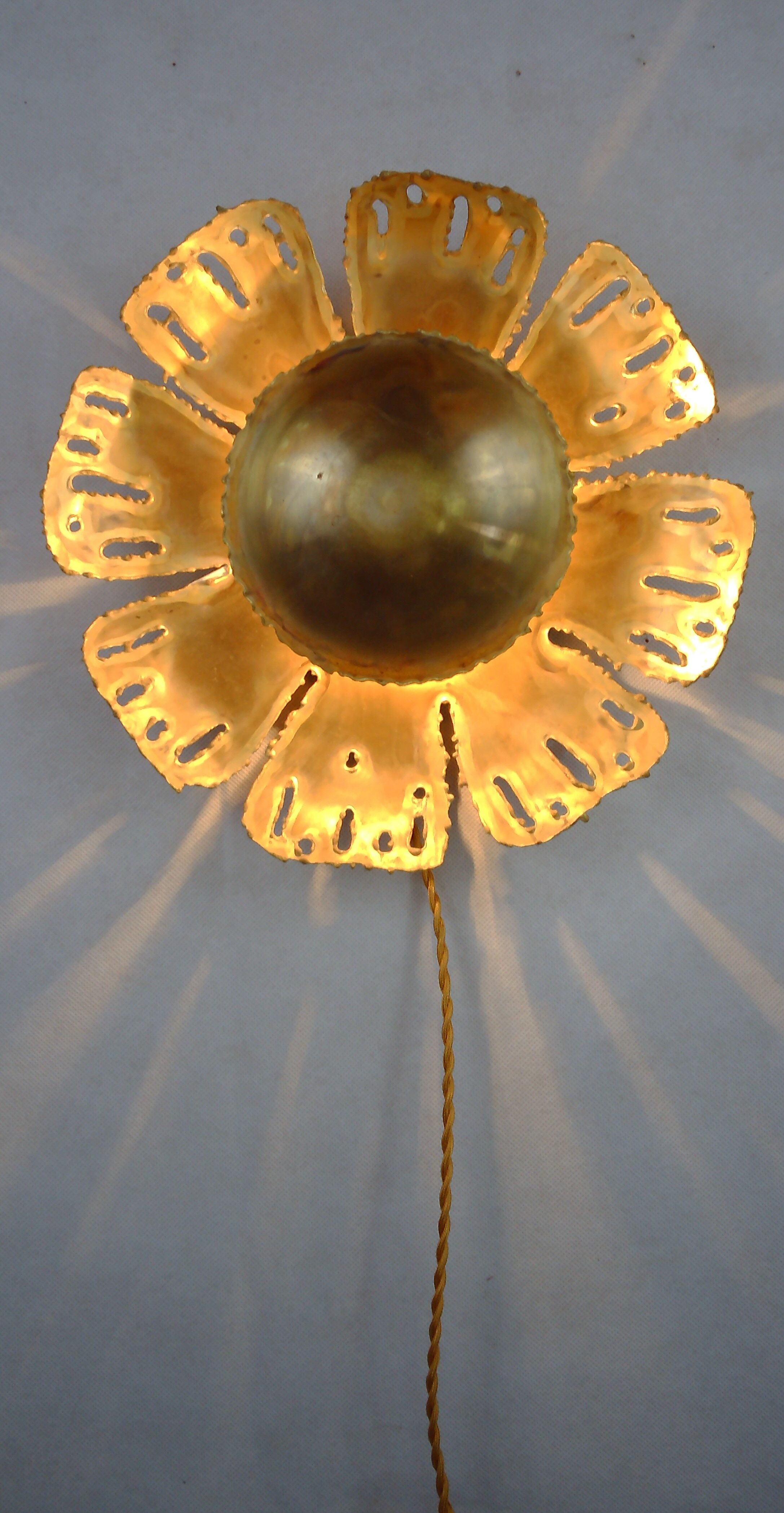 Brass plate flower sconce by Svend Aage Holm-Sörensen for Holm-Sörensen, Denmark.