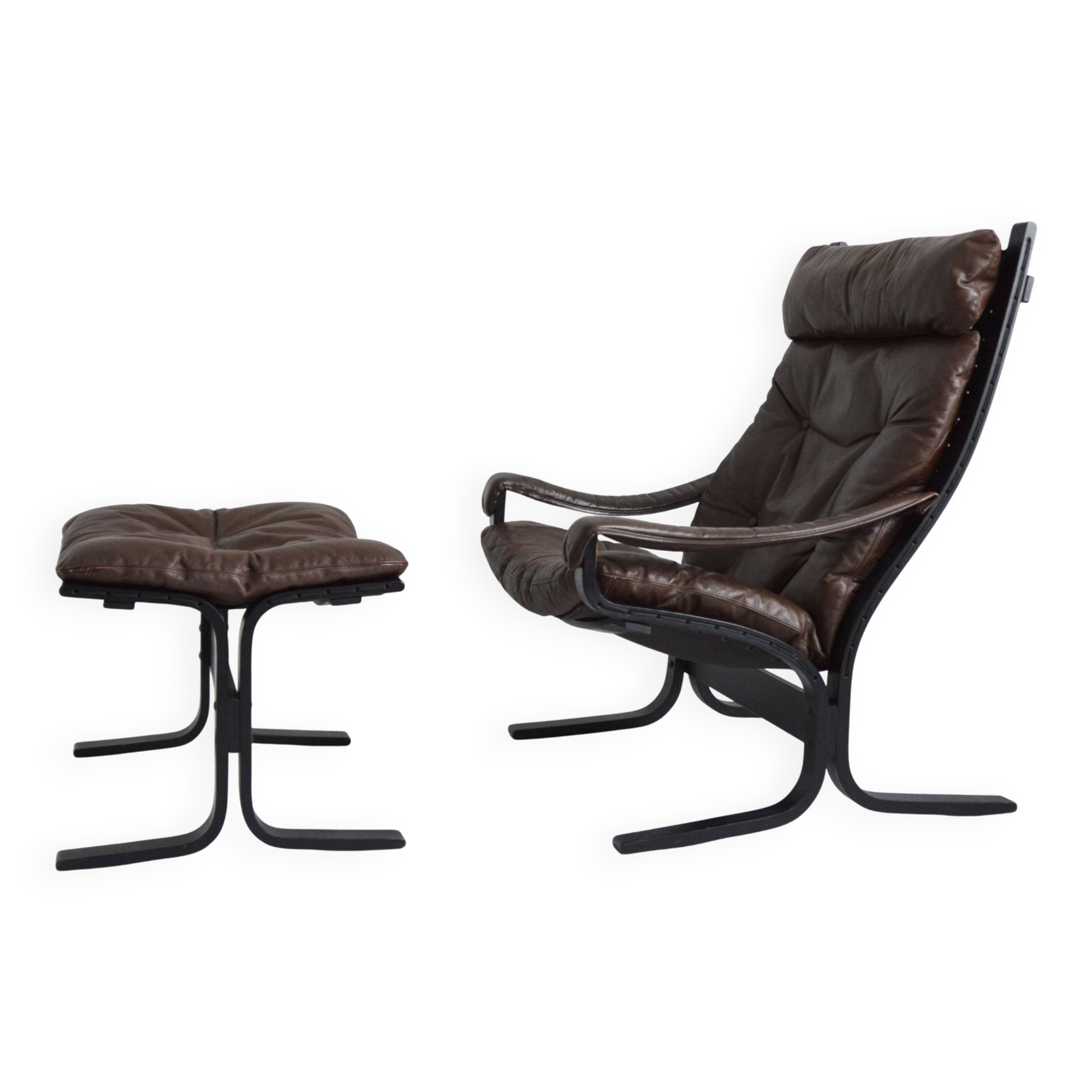 Siesta armchair with its ottoman by Ingmar Relling for Westnofa 1960s