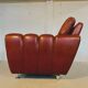 Retro vintage Danish 3 person Svend Skipper sofa in chestnut brown leather