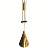 Patinated brass diabolo counterweight pendant lamp by SIsche, Germany