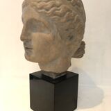 Bust Greek goddess marble base 1970