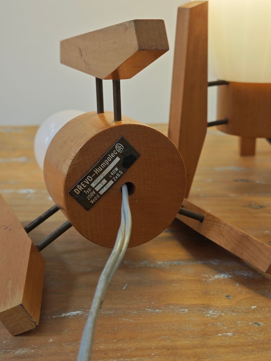 Drevo Humpolec opaline yellow table lamp type 107/S