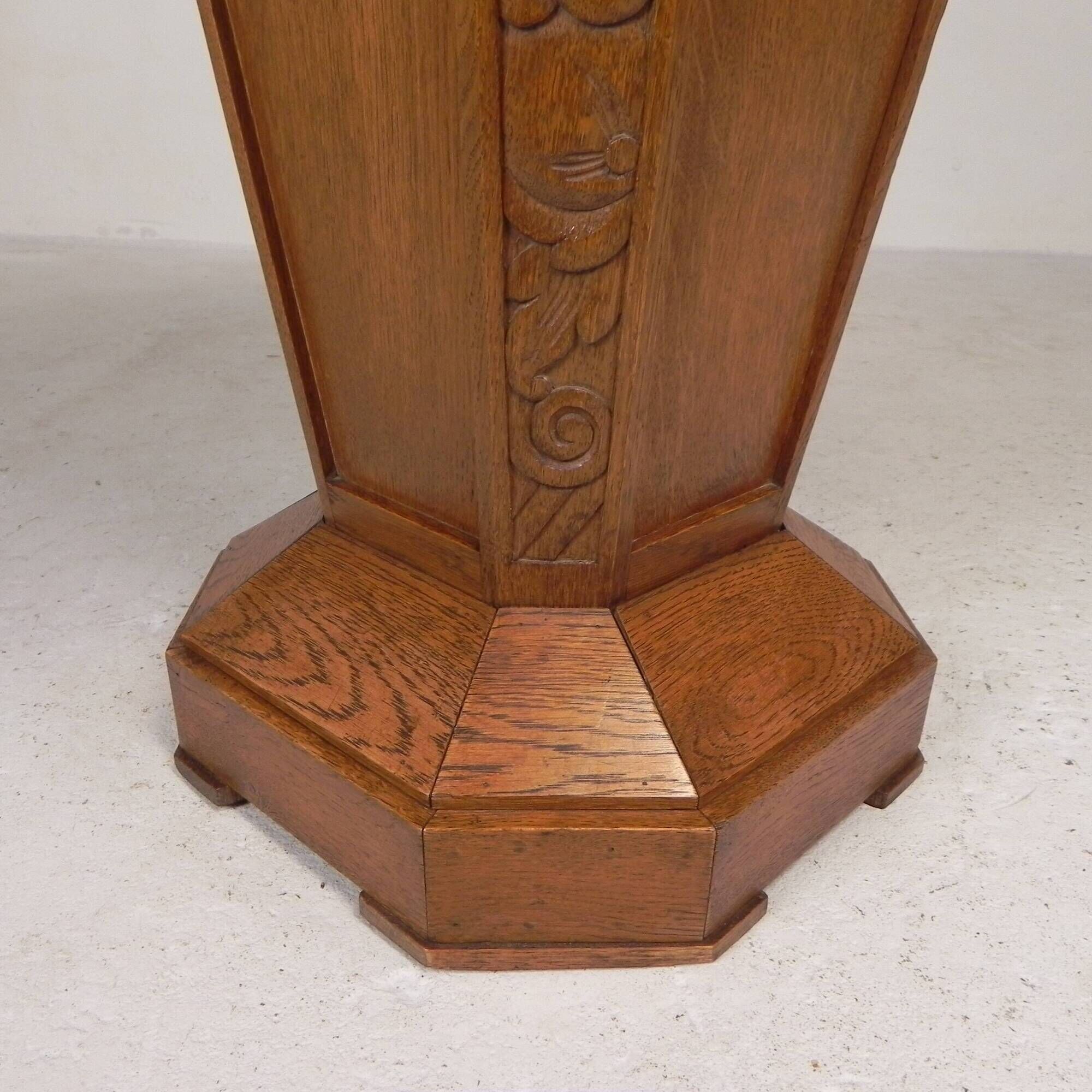 Table d'appoint octogonale Art Déco, chêne, années 1930