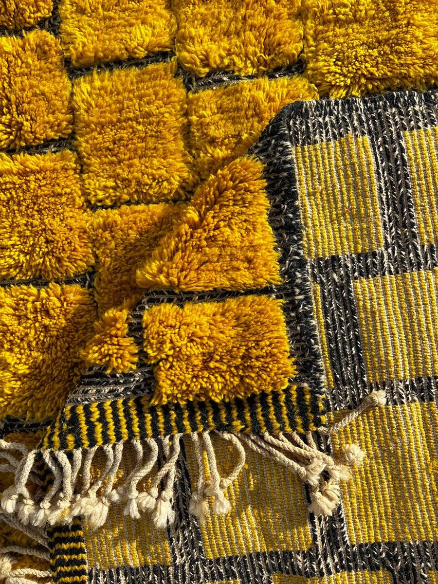 Moroccan wool Berber rug yellow rug