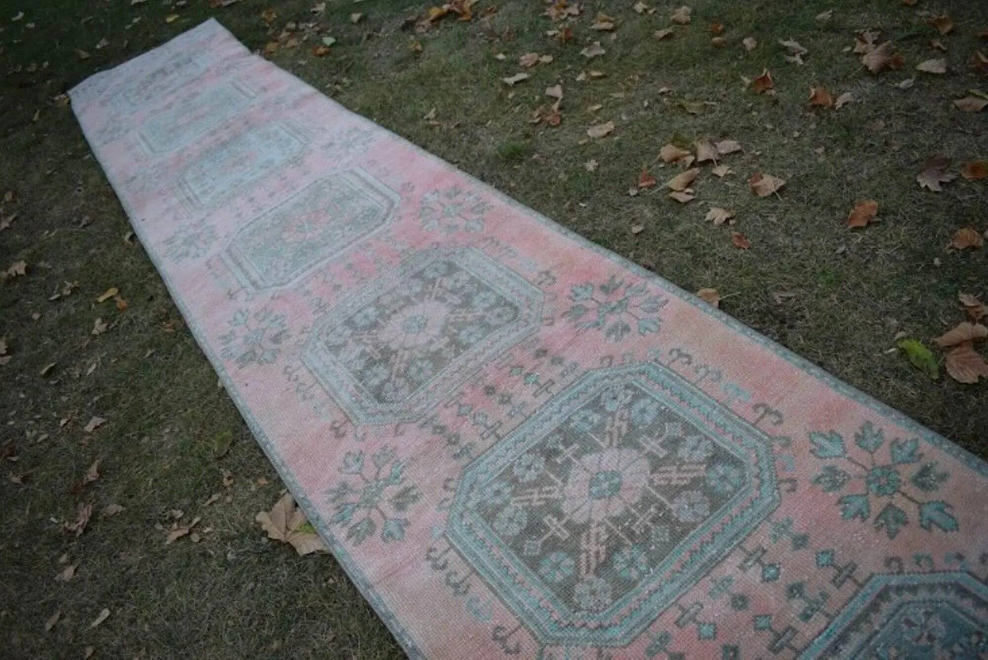 Vintage Turkish hallway rug 85x656 cm