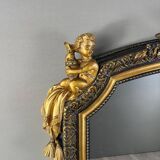 Grand Miroir à Fronton En Bois Sculpté Et Doré, Style Napoléon III