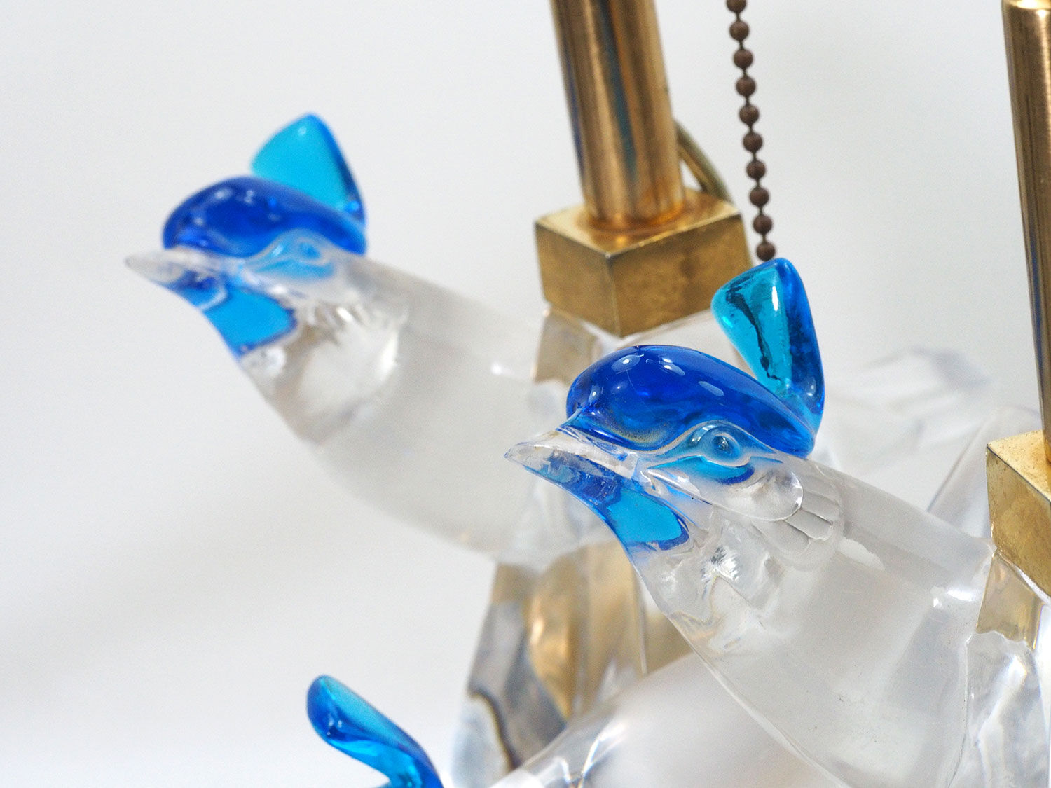 Lalique Crystal Pimlico Birds Table Lalique crystal pimlico birds table lamps Mid-Century