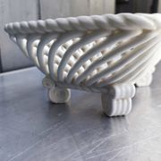 Corbeille vintage, coupe à fruits en céramique tressée