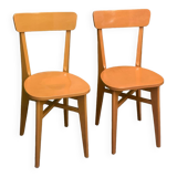 Paire de chaises bistrot caramel 1950