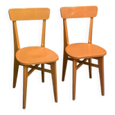 Paire de chaises bistrot caramel 1950