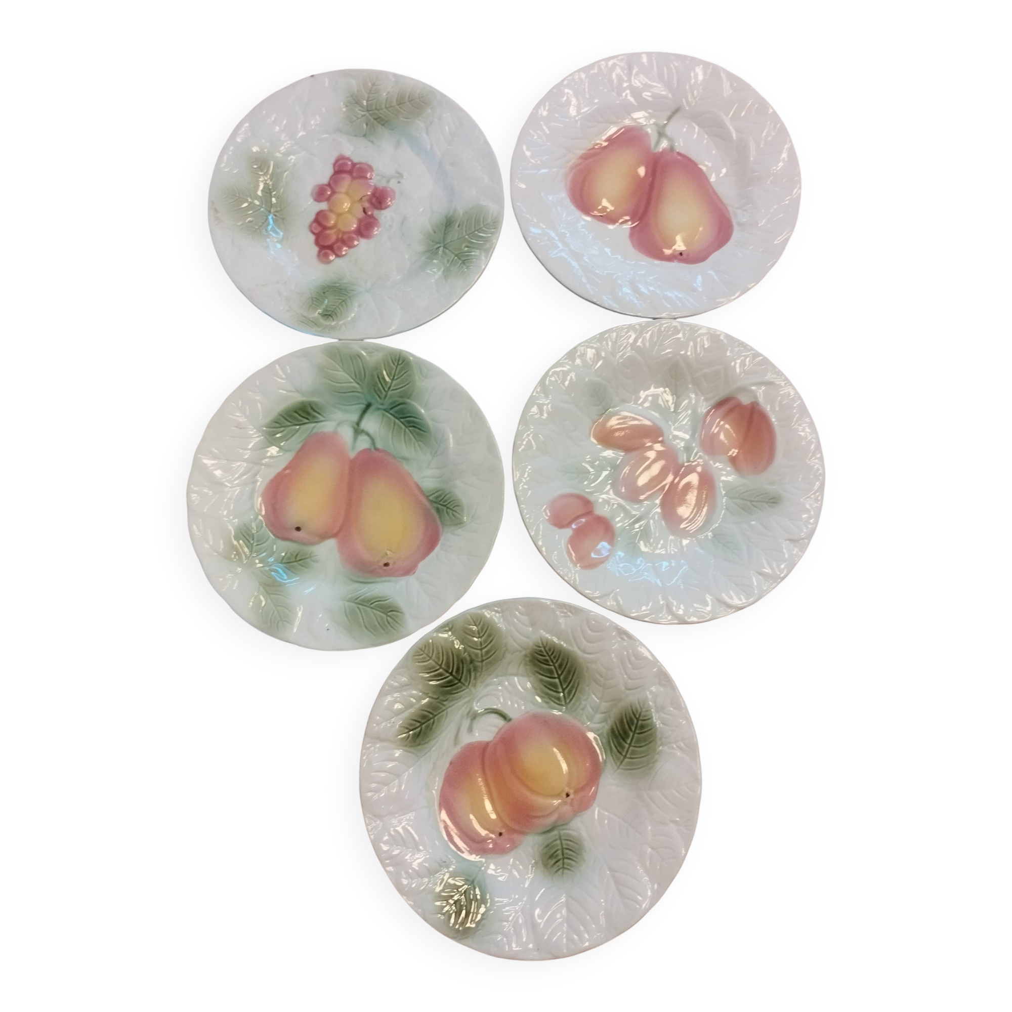 5 assiettes à dessert en barbotine Salins les Bains