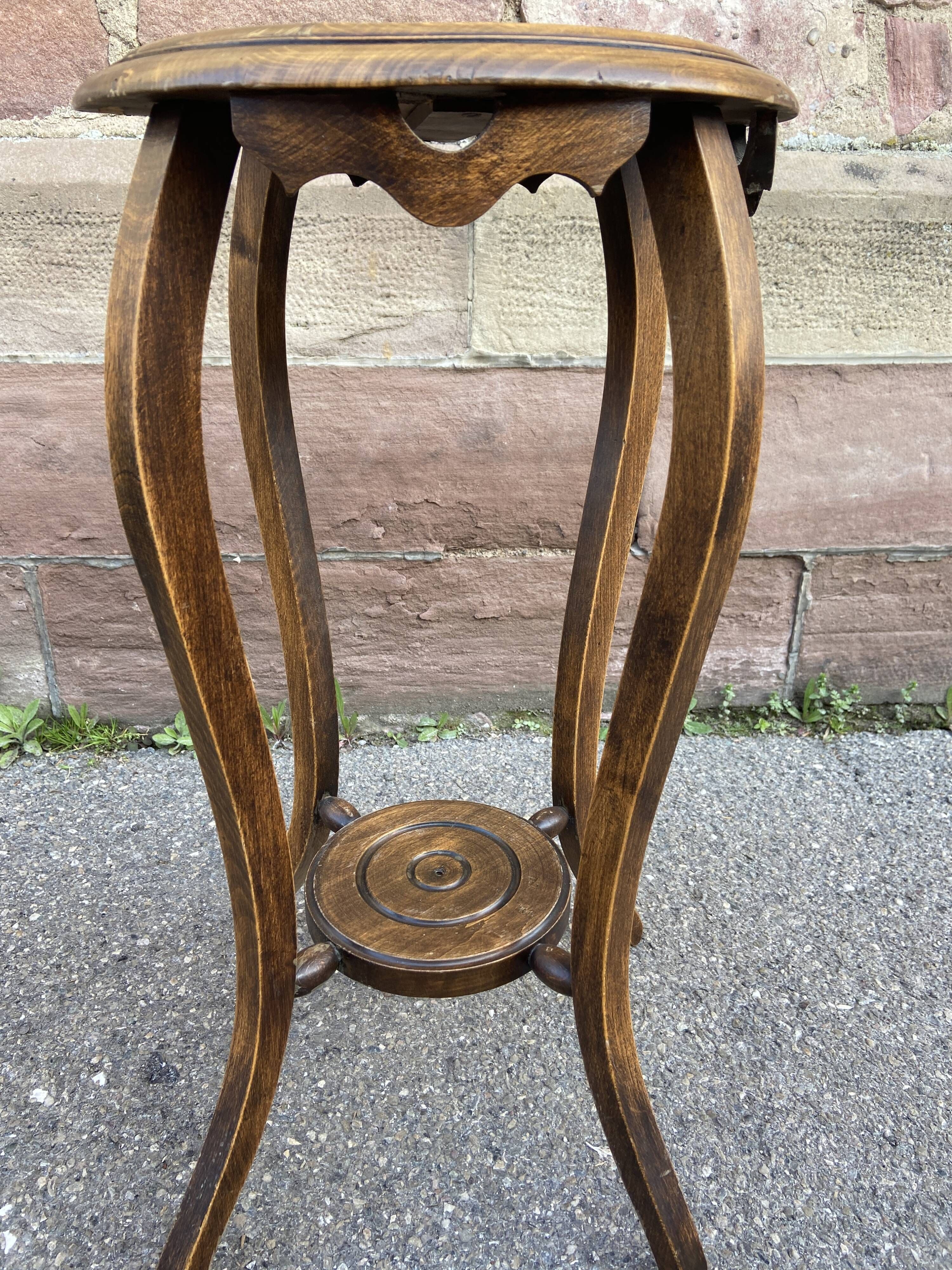 Antique French Art Deco pedestal table 1930s oak plant holder