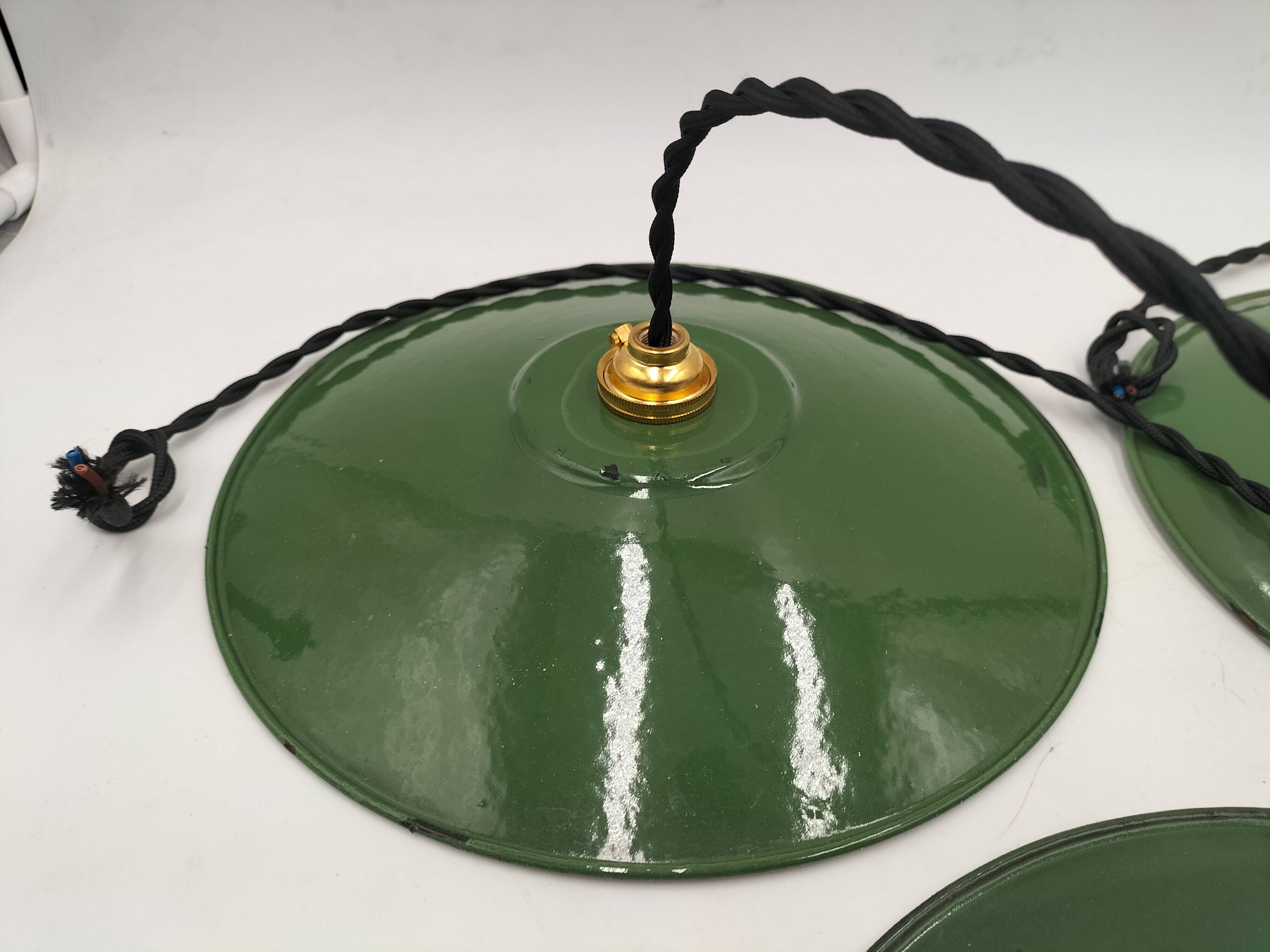 Enameled sheet metal pendant lights