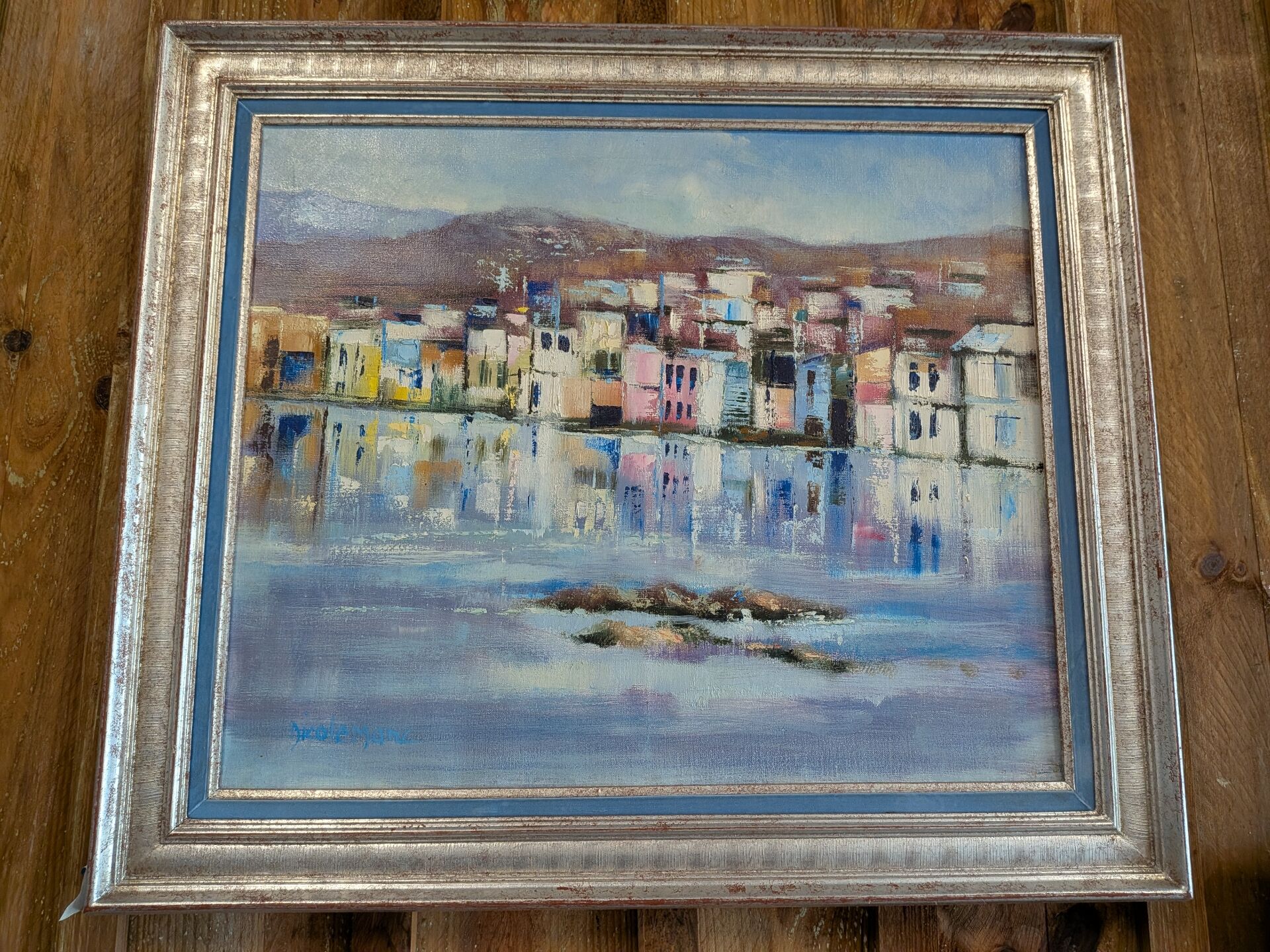 Nicole Marc – Poros, Greece – signed oil on canvas – 65 x 54.5 cm