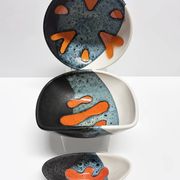 Rare set of three Elchinger Atelier ceramic bowls. France, 1950.
