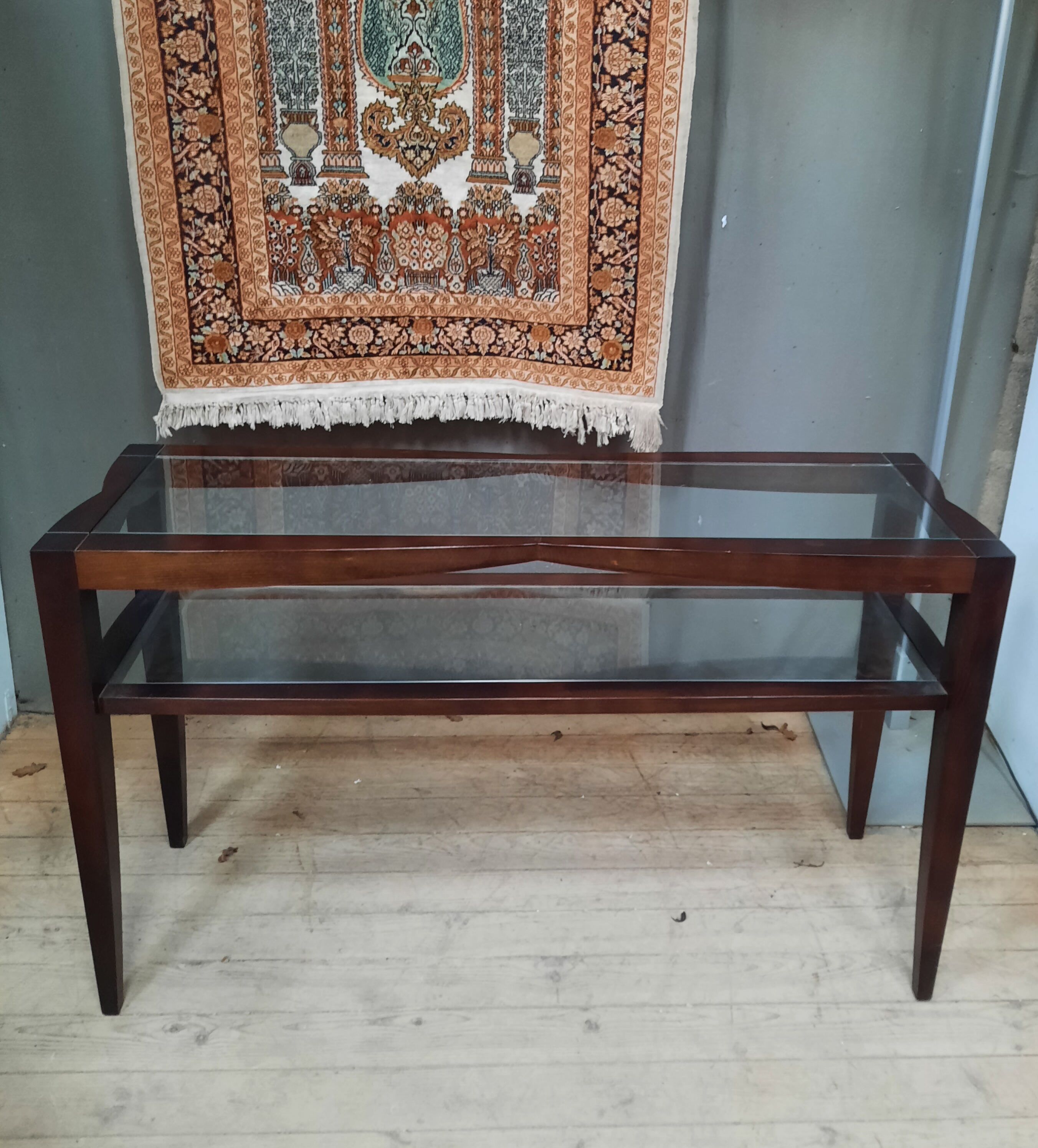 Contemporary console in varnished wood