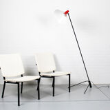 Set of 2 Industrial minimalist black metal tube frame chairs, 1960s