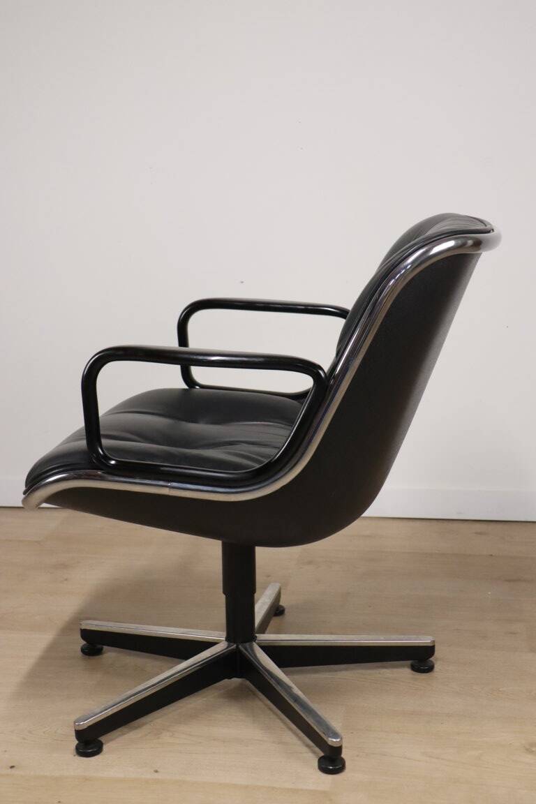 Charles Pollock leather office chair, Knoll edition, 1970