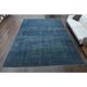 1970s Vintage Persian Handmade Wool Cotton Blue Area Rug 277x360