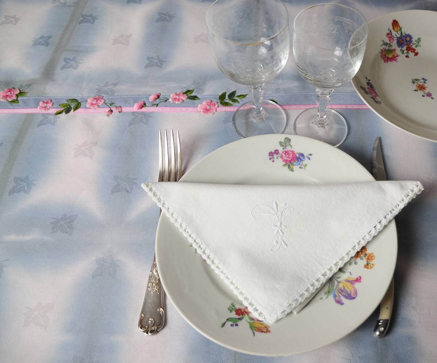Hand embroidered tablecloth