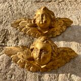 Pair of angels in gilded wood