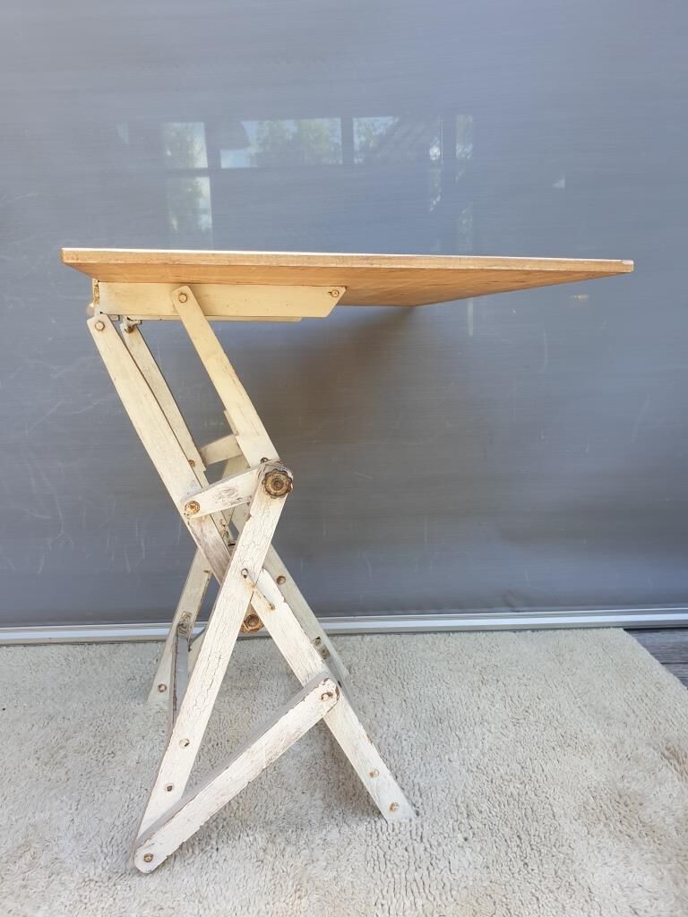 Table with architect's mechanism 1960 in white lacquered wood