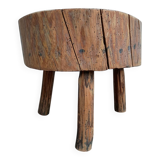 Brutalist tripod coffee table in solid wood.