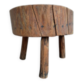 Brutalist tripod coffee table in solid wood.