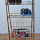 Entrance shelf shoe holder, vintage magazine door in tubular steel, 80 cm