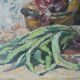 Oil on canvas, still life with leeks