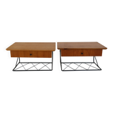 Paire de tables de chevet "string" à suspendre/murales scandinaves, 1960