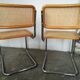 Pair of chairs, canning and chrome tubular metal