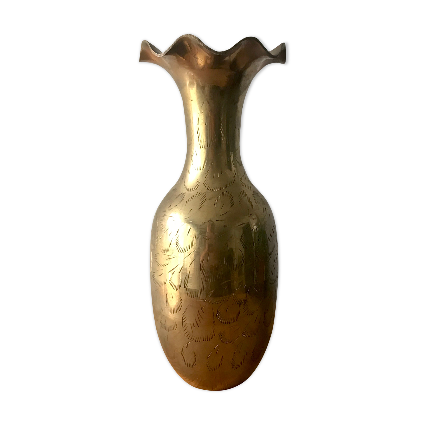 Chiseled brass vase