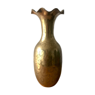 Chiseled brass vase