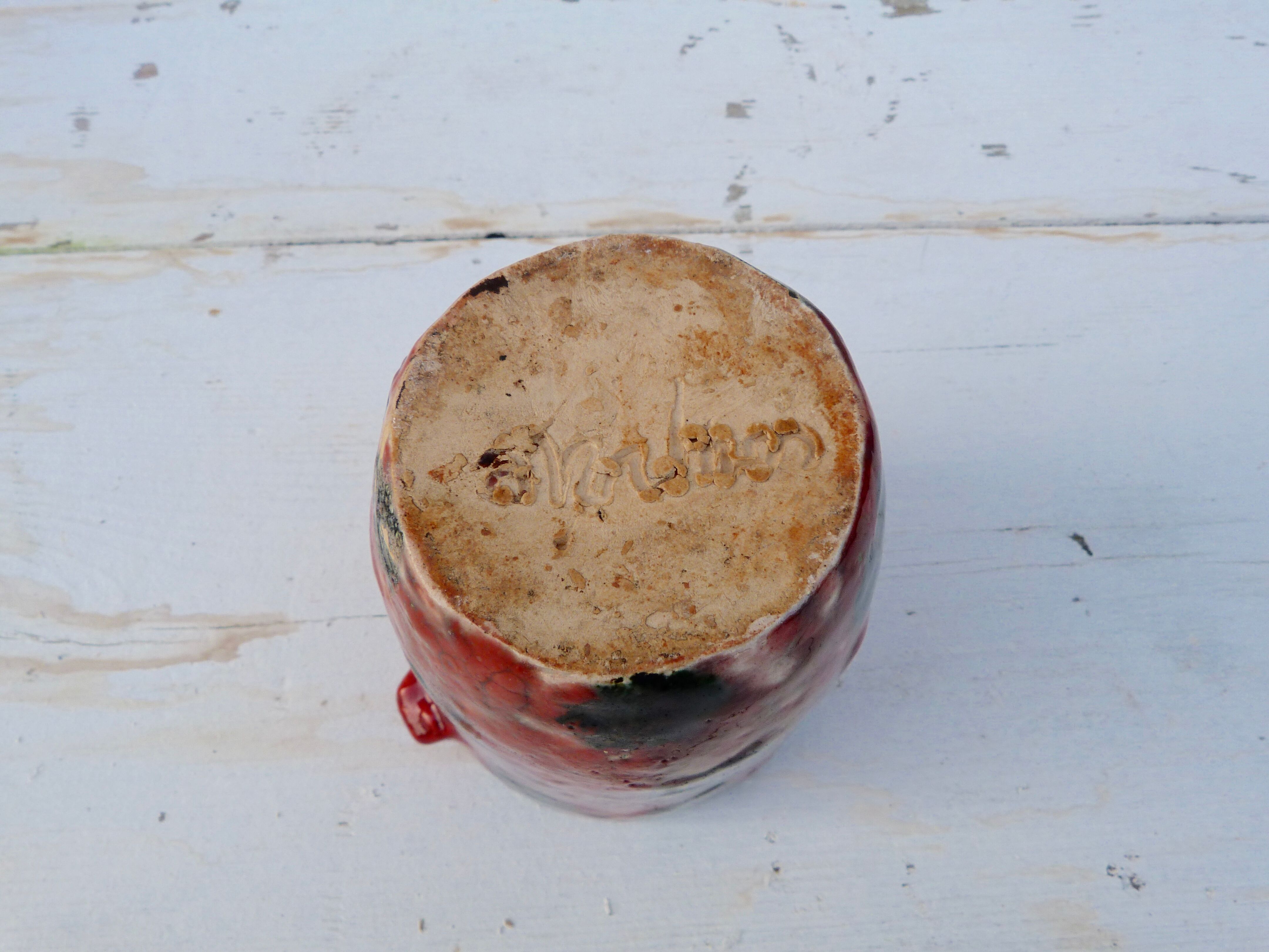 Pot ceramic enamelled spotted drips