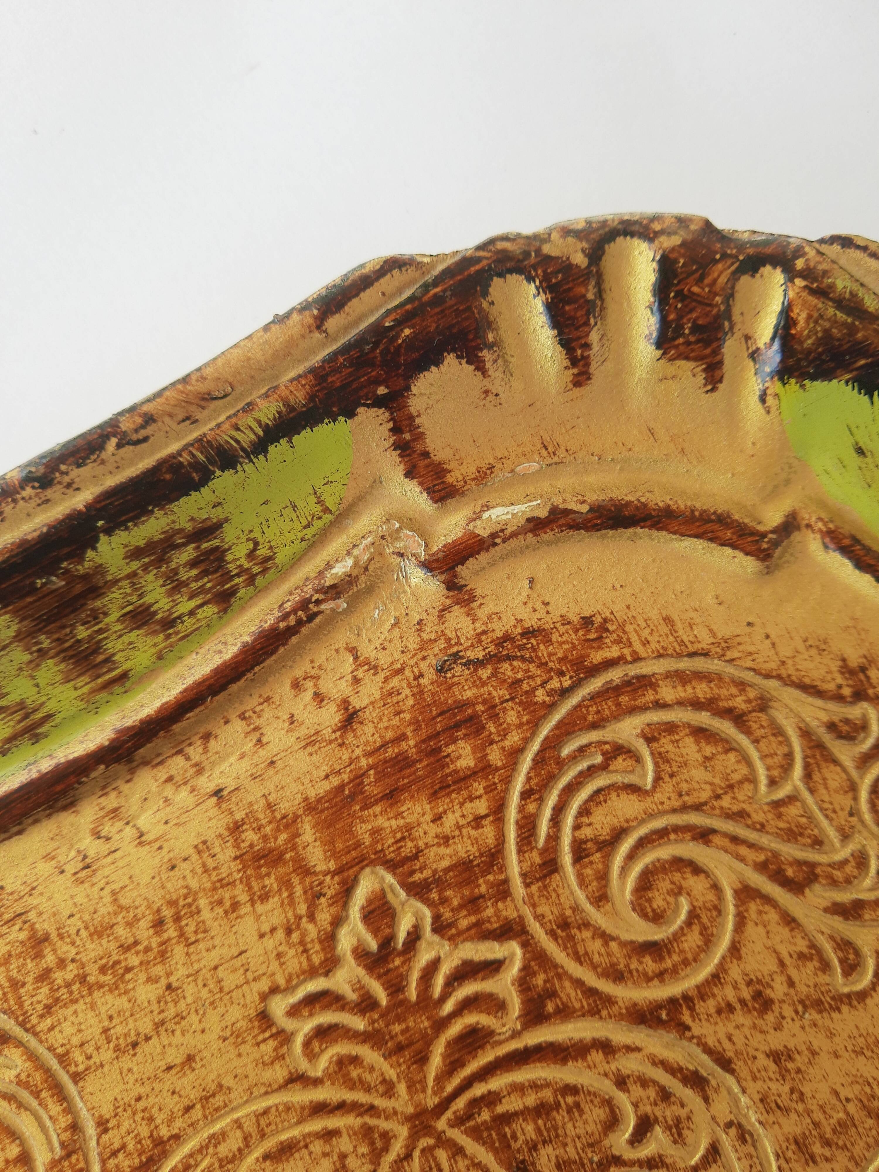 Vintage Italian carved wooden tray