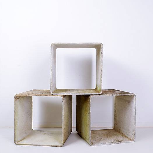 G.Ifert Eternit Concrete Cube Side Table - bookcase, 1960s Switzerland - Set of 3