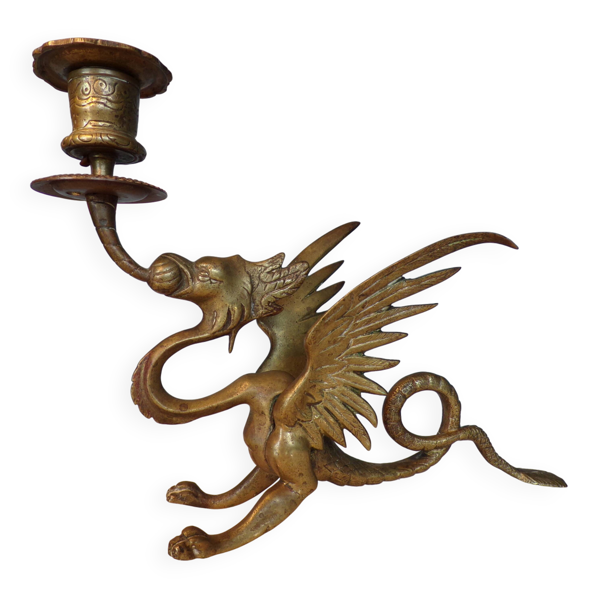 19th century bronze chimera candlestick