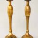 Pair of original bronze candelabros decorated by hand. Porta velas.
