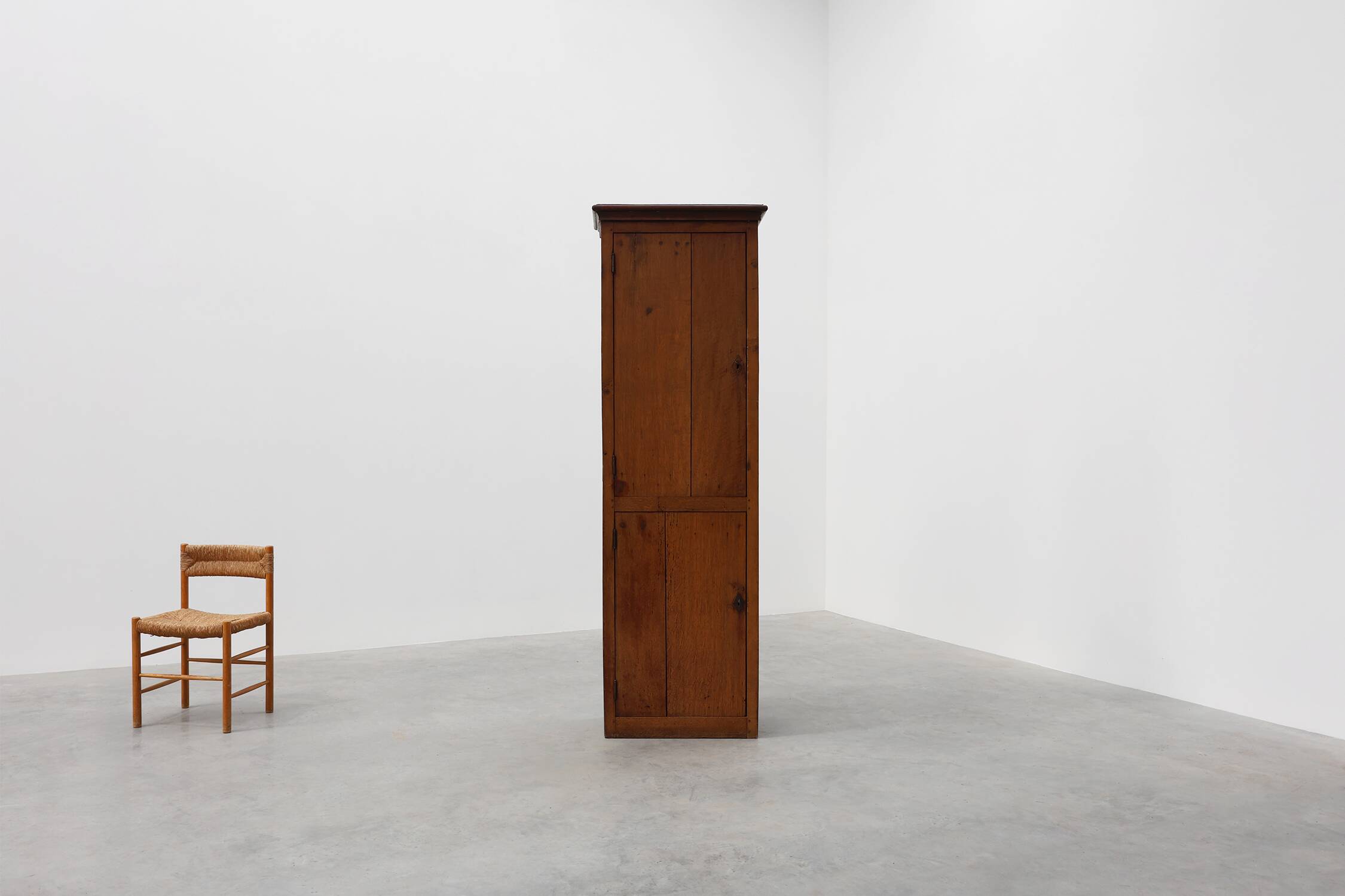Tall rustic French monastery wardrobe in oak from the late 19th century