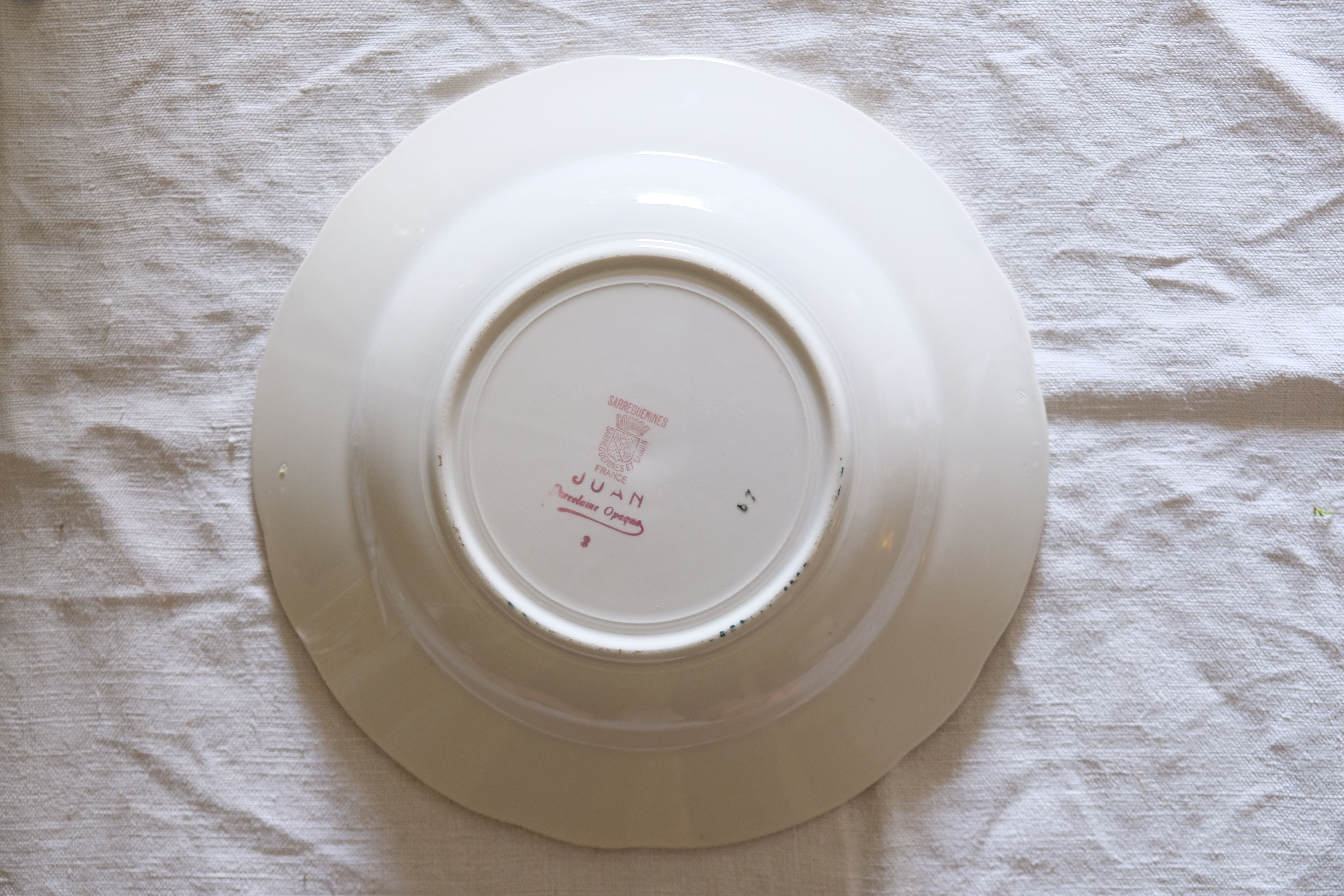 Set of 12 porcelain soup plates collection ''Juan'' Sarreguemine Digoin 1950